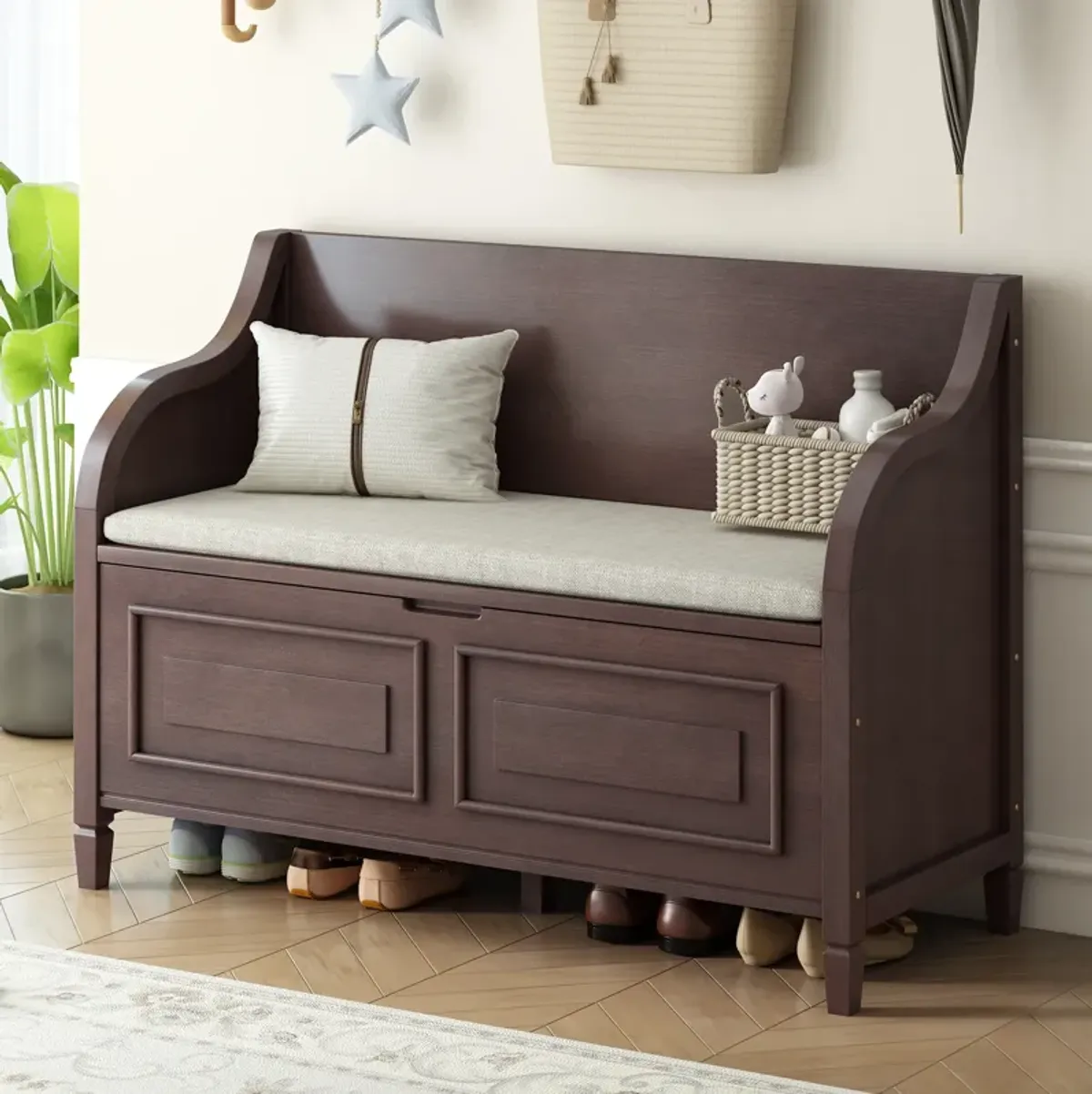 Merax Multifunctional Storage Bench with Safety Hinge