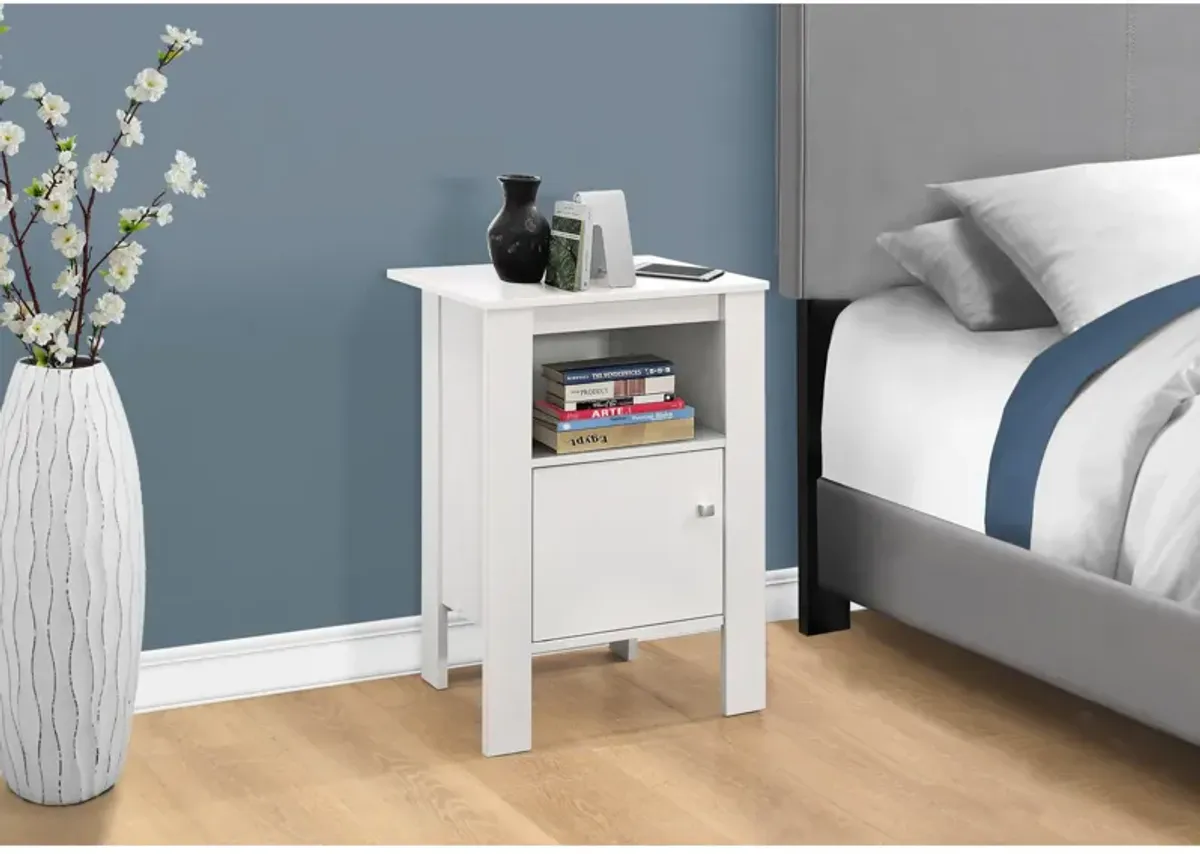 Monarch Specialties I 2137 Accent Table, Side, End, Nightstand, Lamp, Storage, Living Room, Bedroom, Laminate, White, Transitional