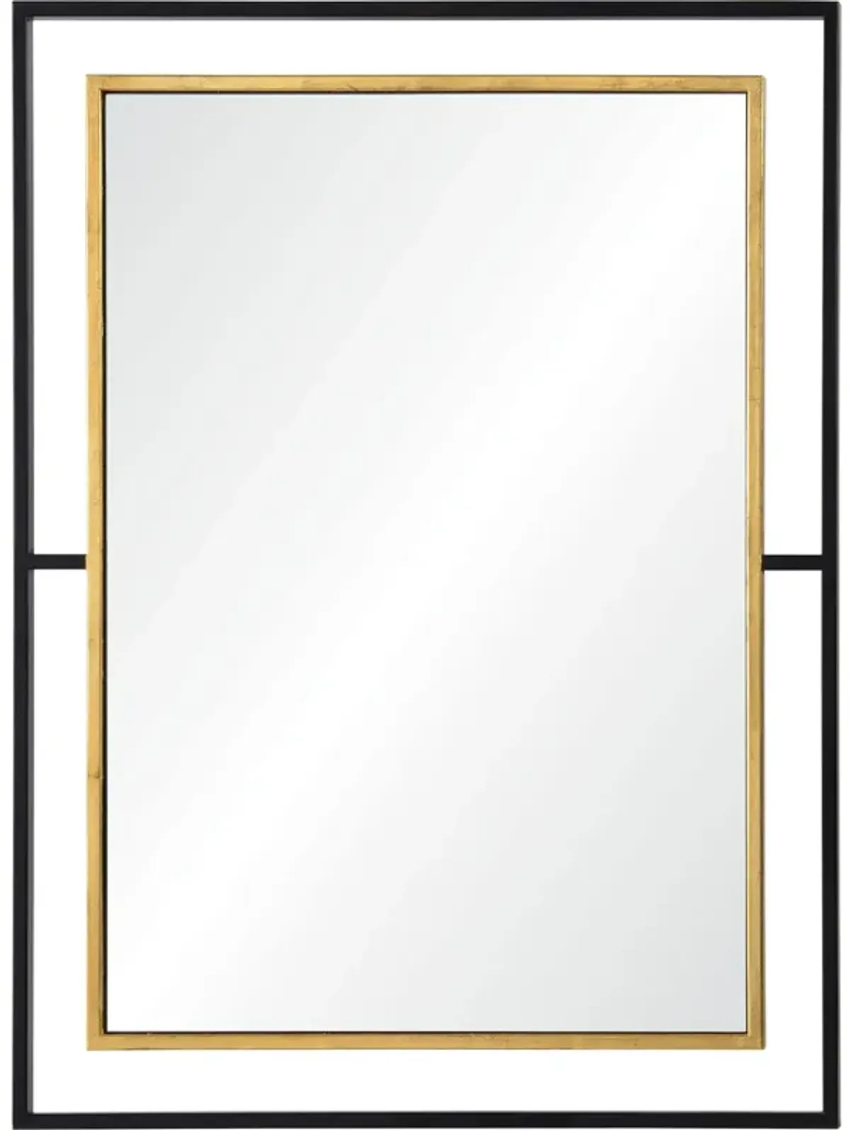 38" Black and Gold Framed Rectangular Wall Mirror