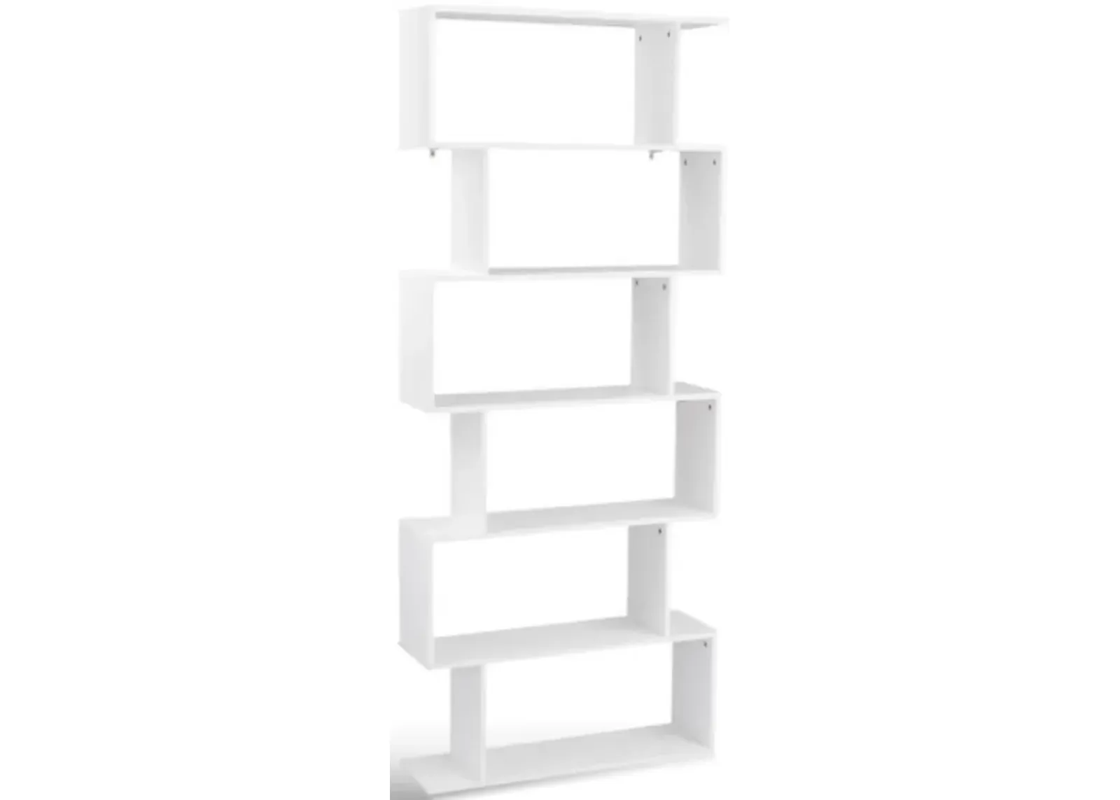 6-Tier S-Shaped Bookcase Z-Shelf Style Storage Bookshelf