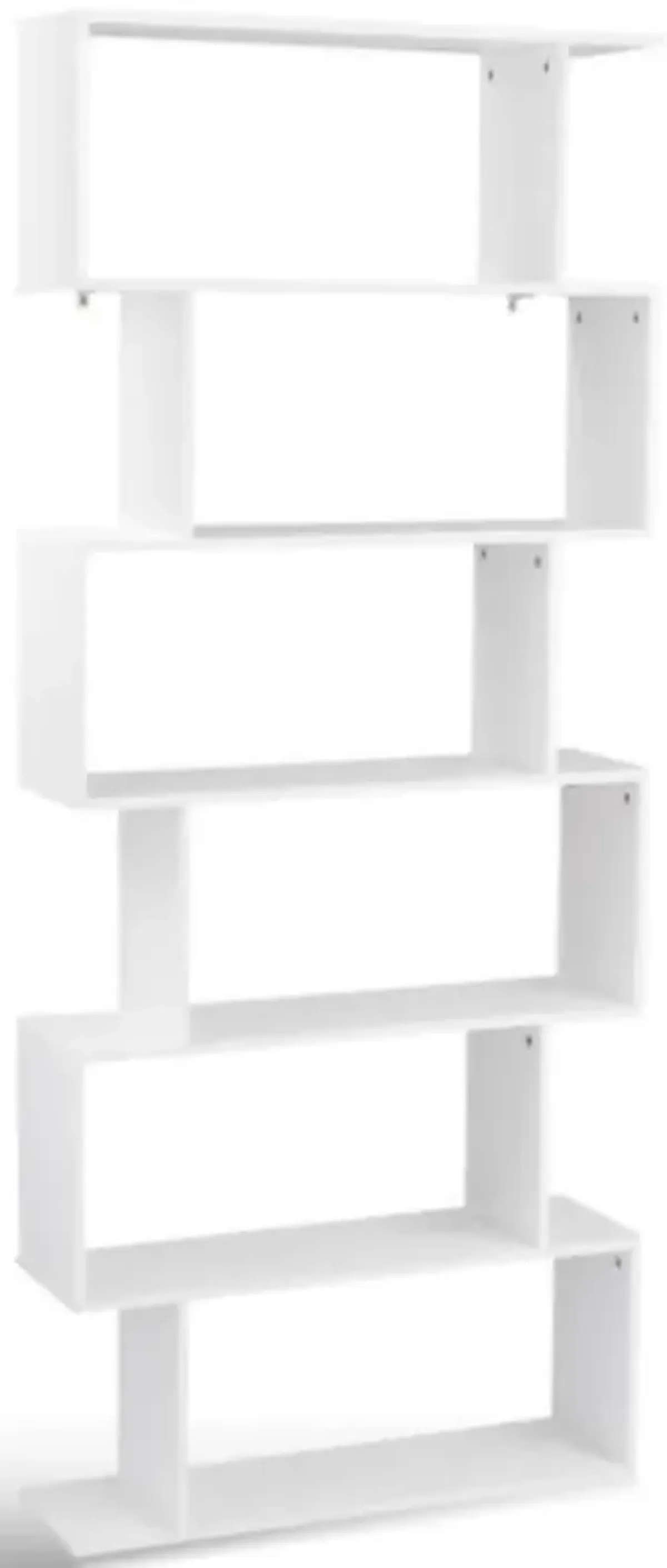 6-Tier S-Shaped Bookcase Z-Shelf Style Storage Bookshelf