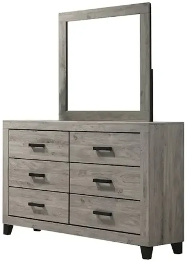 Best Quality Furniture Light grey 6-drawers bedroom dresser with matching mirror