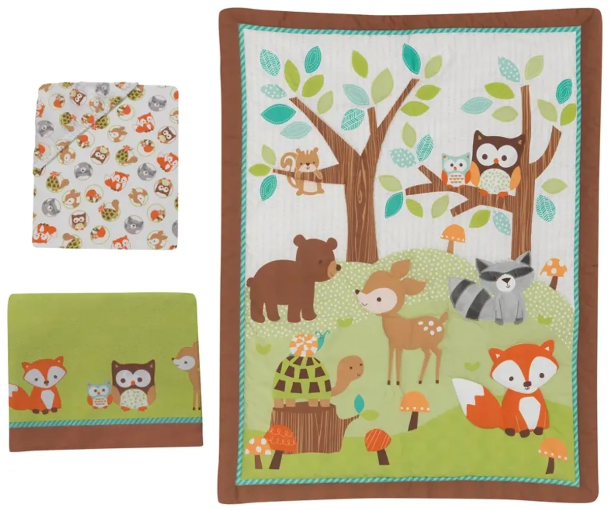 Bedtime Originals Friendly Forest 3-Piece Crib Bedding Set - Brown, Beige, White