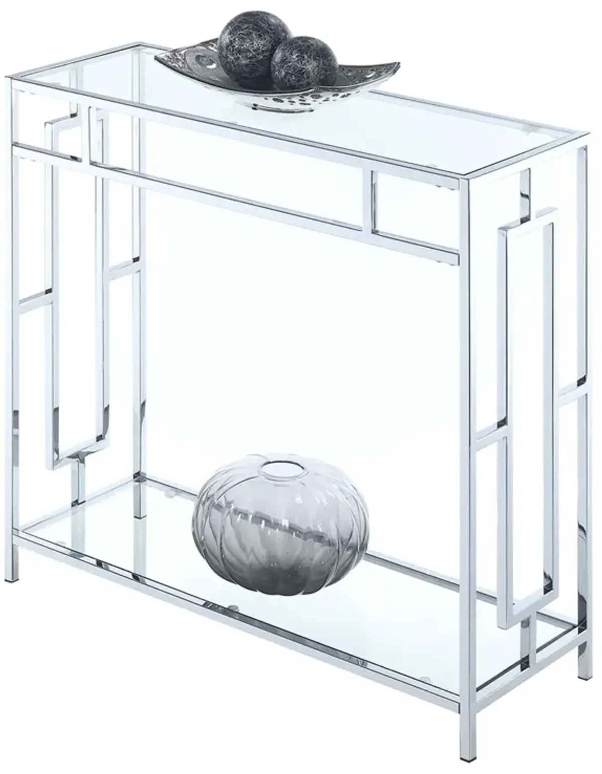 Town Square Chrome Hall Table with Shelf
