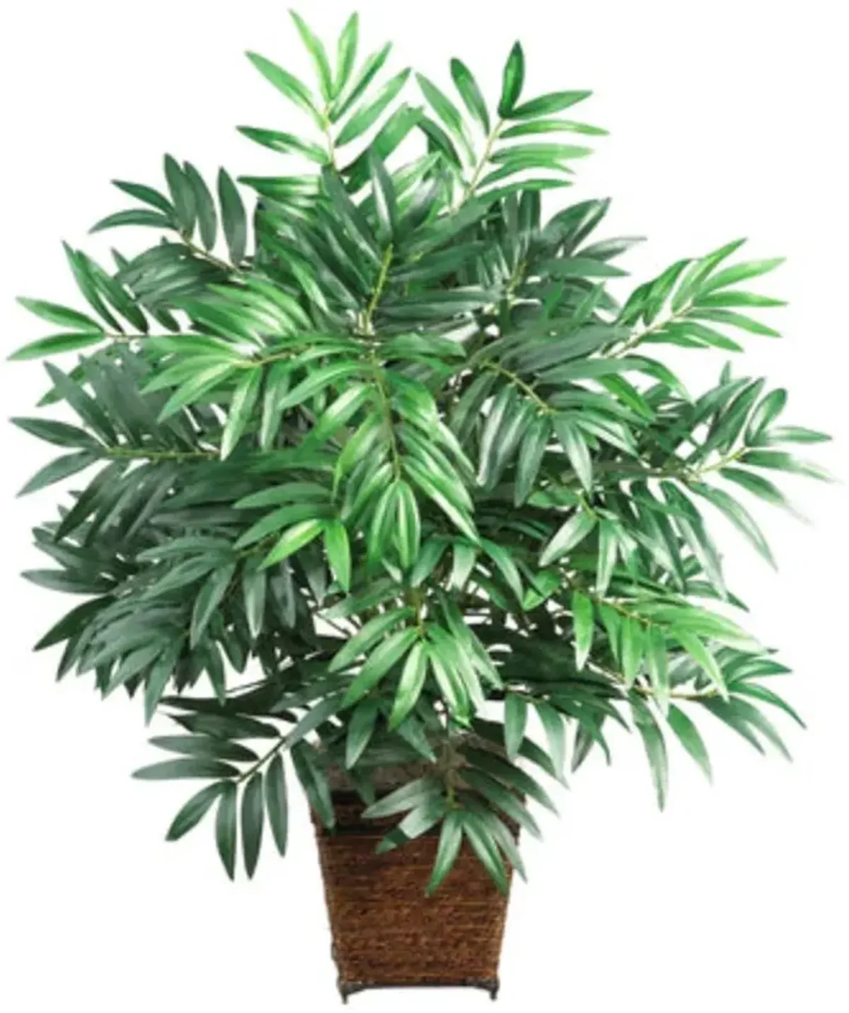 Hivvago Bamboo Palm w/Wood Wicker Basket Silk Plant