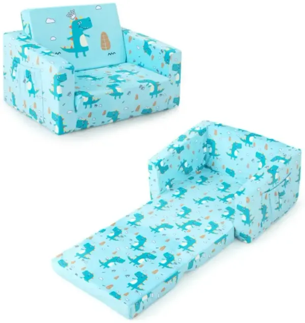 Hivvago Kids Recliner Sofa Converts to Sleeper Bed for Boys Girls