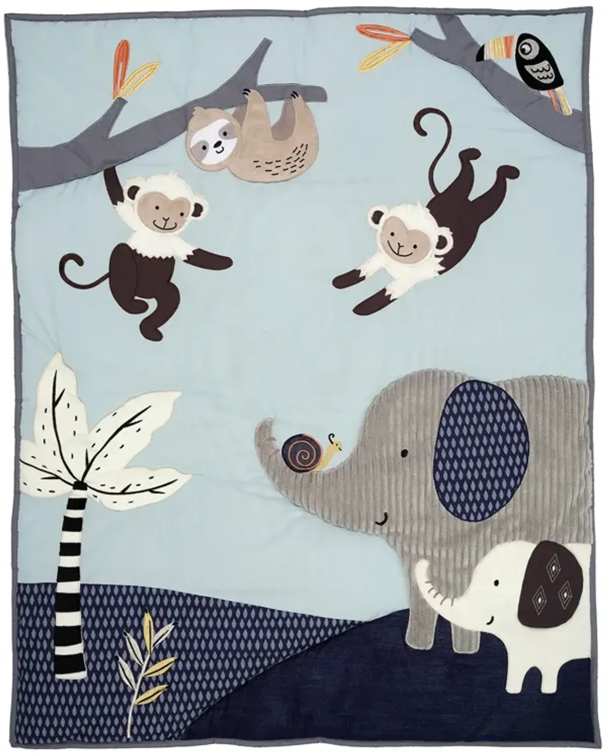 Lambs & Ivy Jungle Party 3-Piece Elephant/Monkey Baby Crib Bedding Set