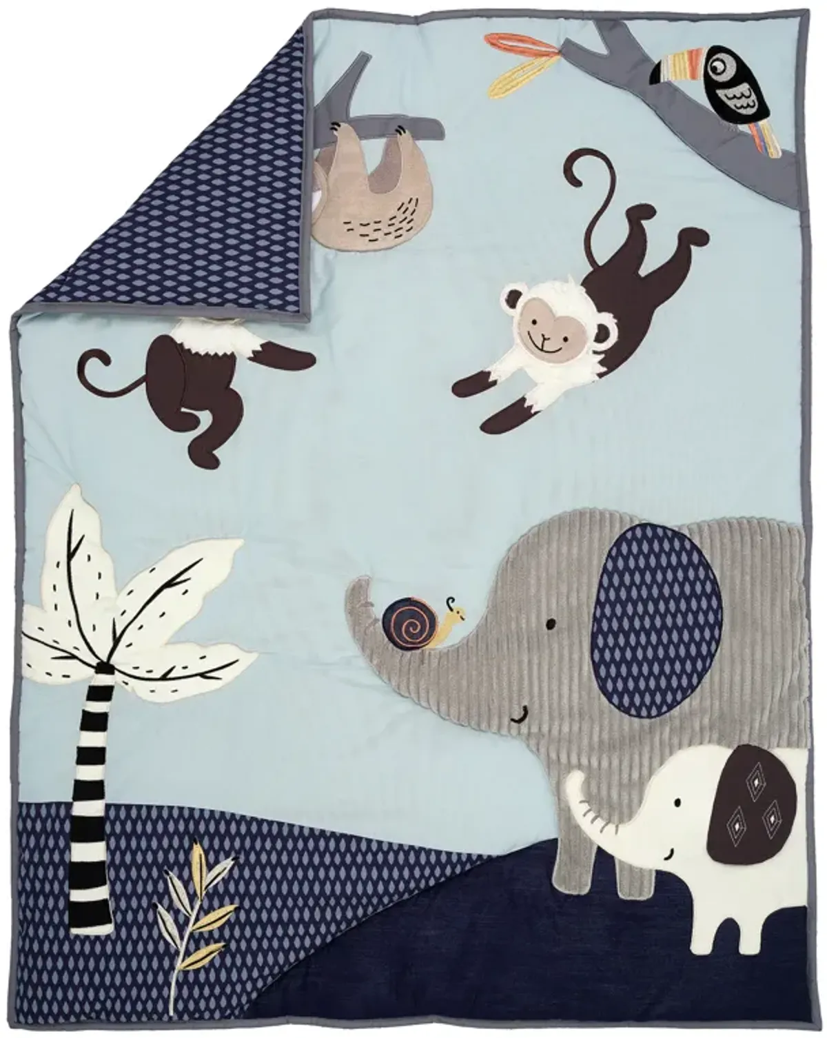 Lambs & Ivy Jungle Party 3-Piece Elephant/Monkey Baby Crib Bedding Set