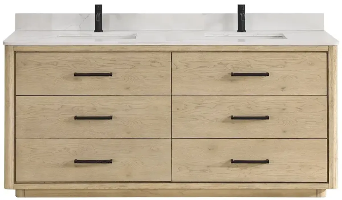 Vinnova Design Porto 72 Free-standing Double Bath Vanity in Aged Natural Oak