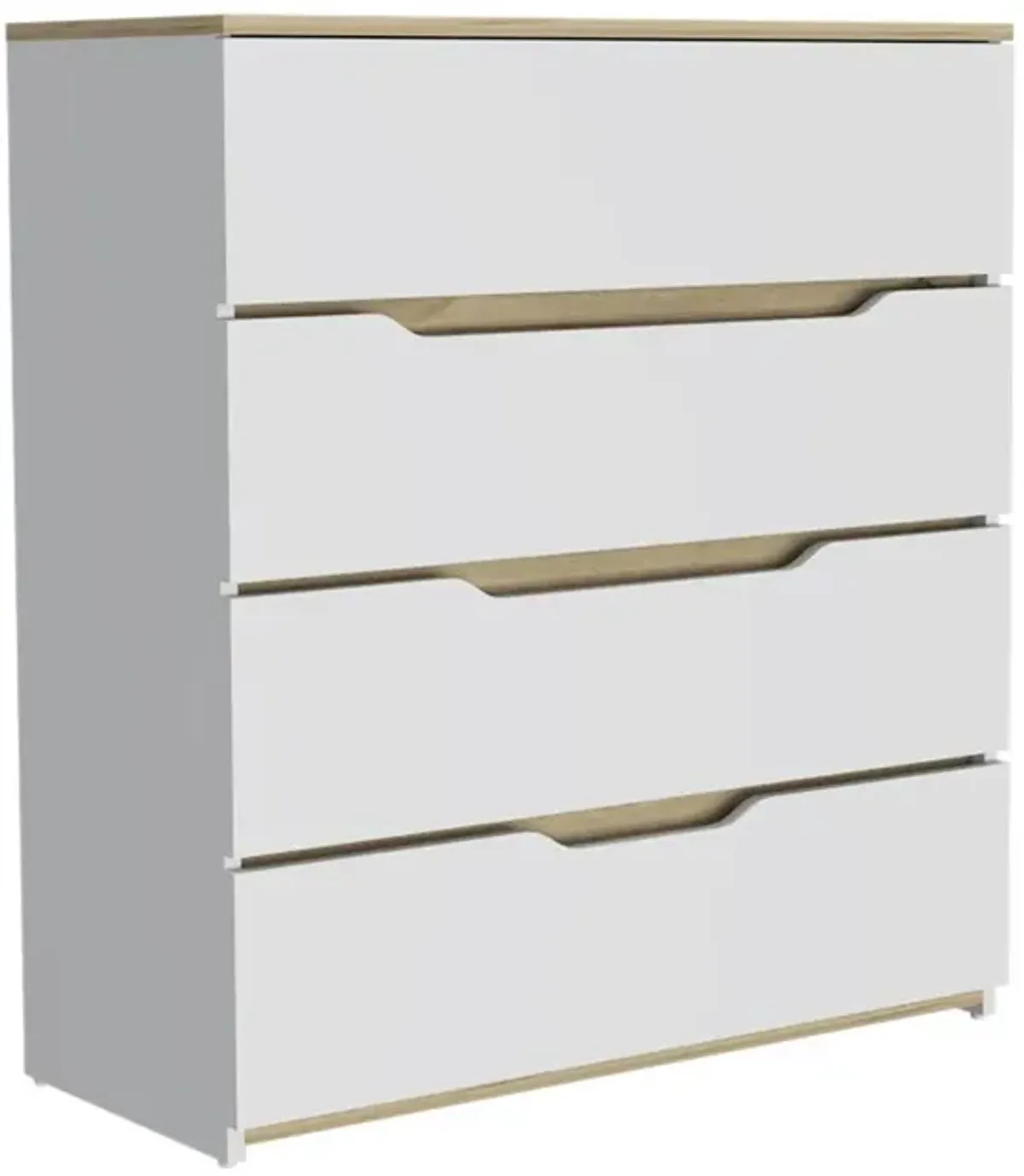 DEPOT E-SHOP Aralia Drawer Dresser-Four Drawers, Countertop-White/Light Oak, For Bedroom