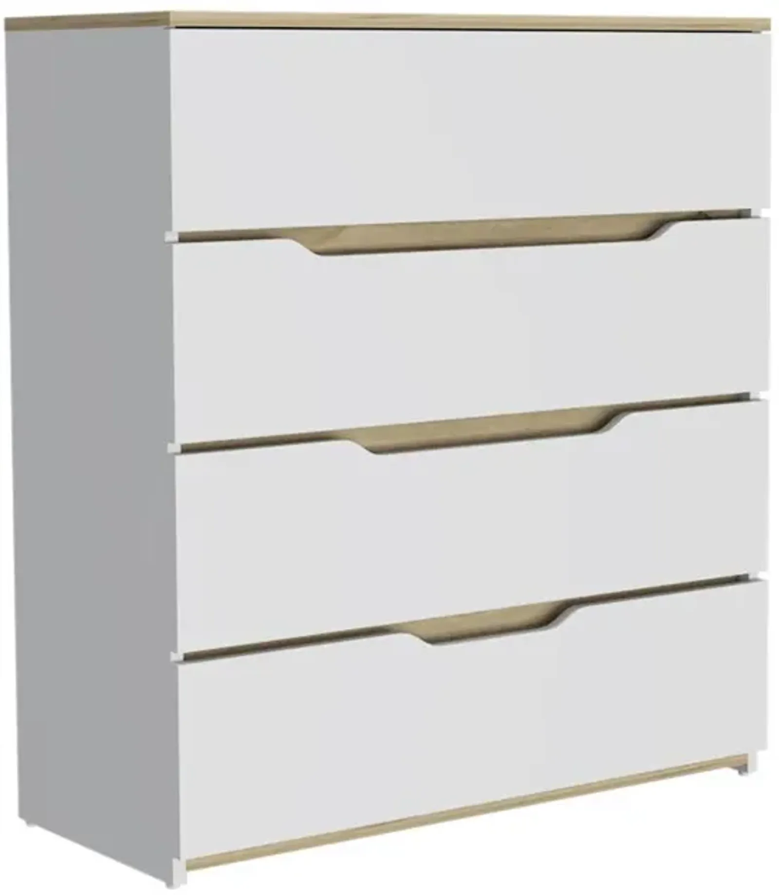 DEPOT E-SHOP Aralia Drawer Dresser-Four Drawers, Countertop-White/Light Oak, For Bedroom