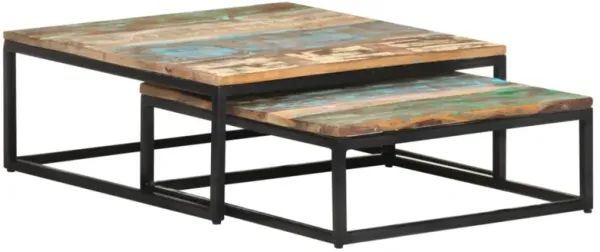 vidaXL Nesting Coffee Tables 2 pcs Solid Reclaimed Wood