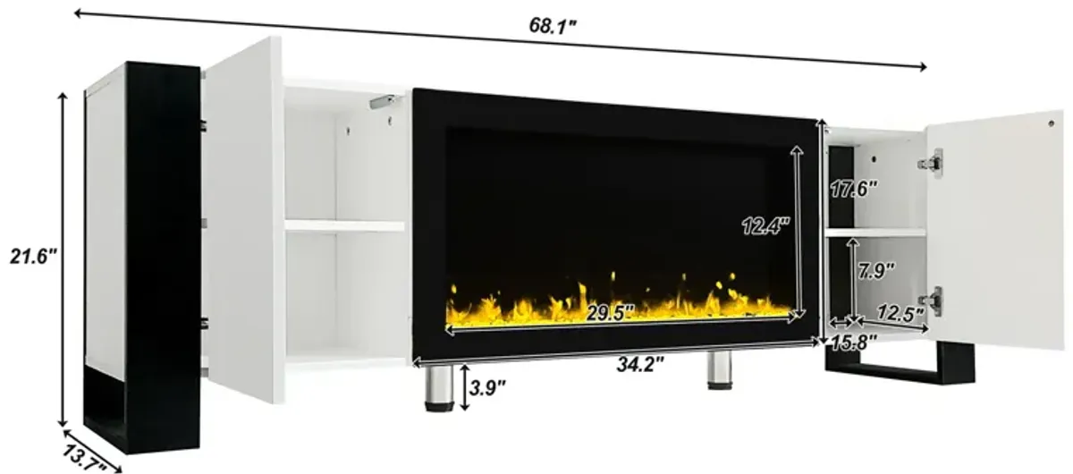 Merax Modern TV Stand with Non-heating Electric Fireplace