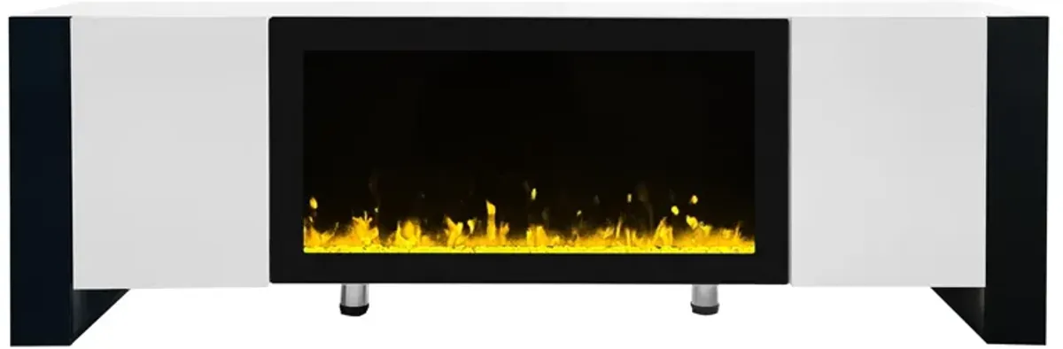 Merax Modern TV Stand with Non-heating Electric Fireplace