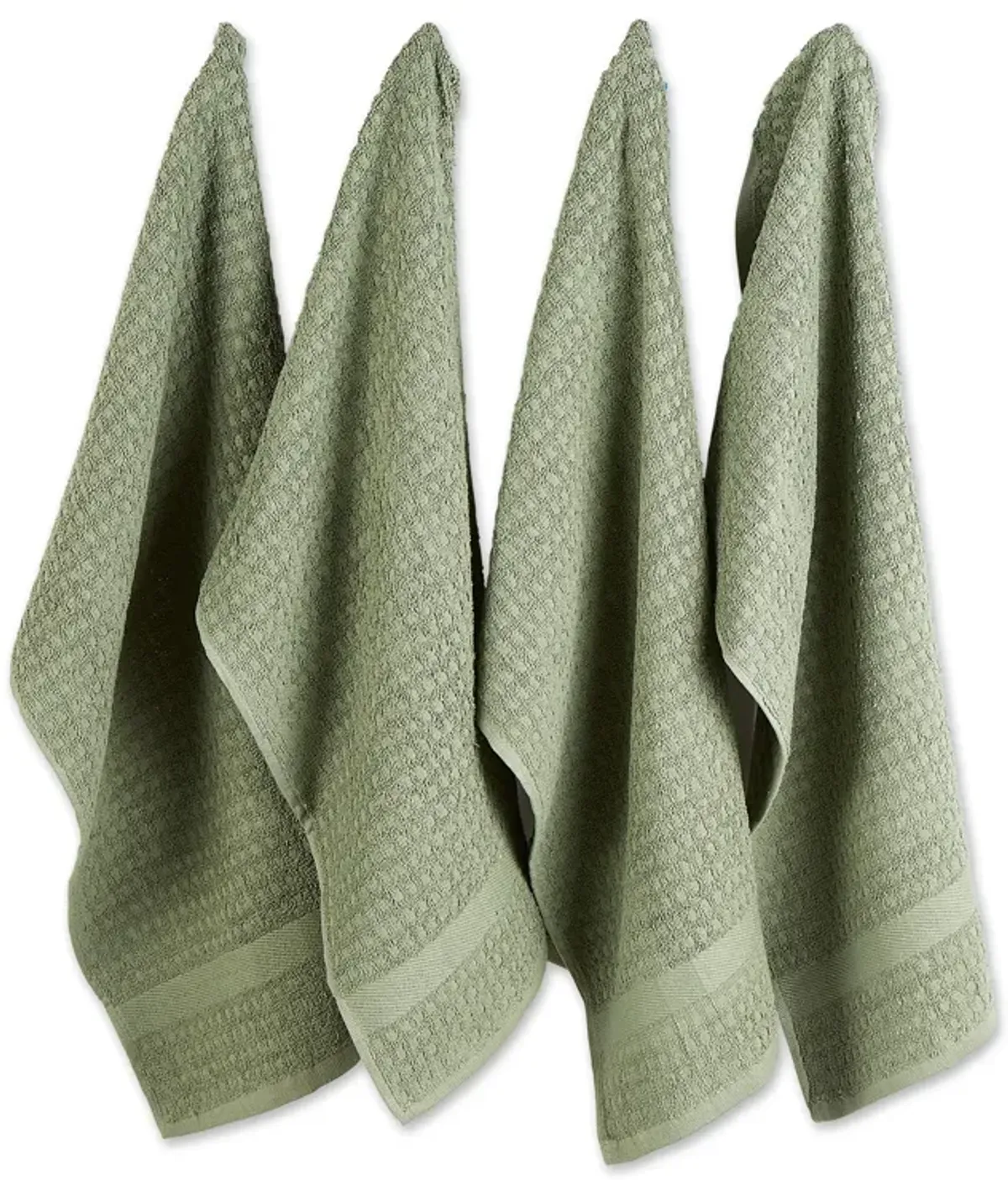 Set of 4 Solid Artichoke Green Waffle Terry Dish Towel  26"