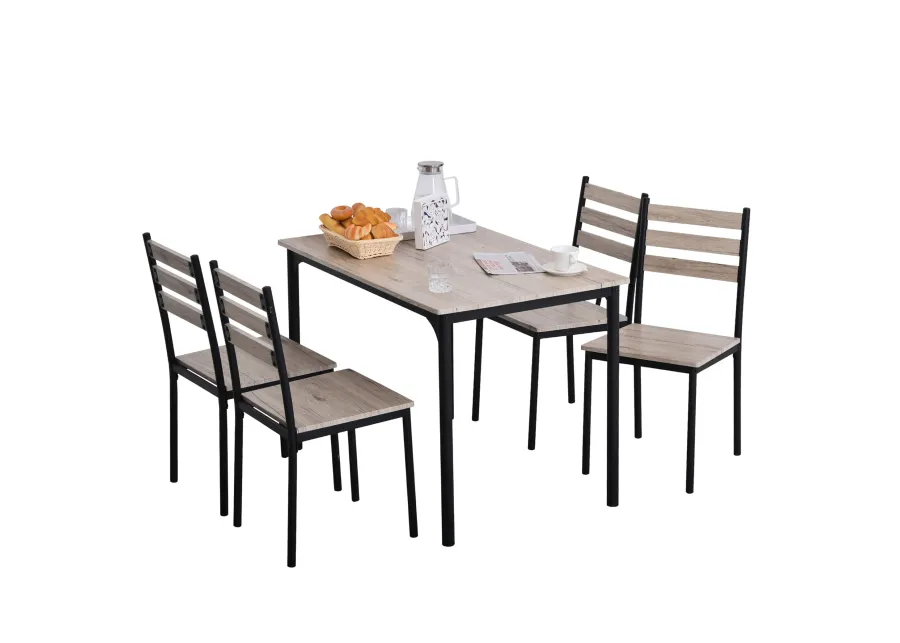 Gray Compact Dining: 5-Piece Wooden Kitchen Table and Chairs Set