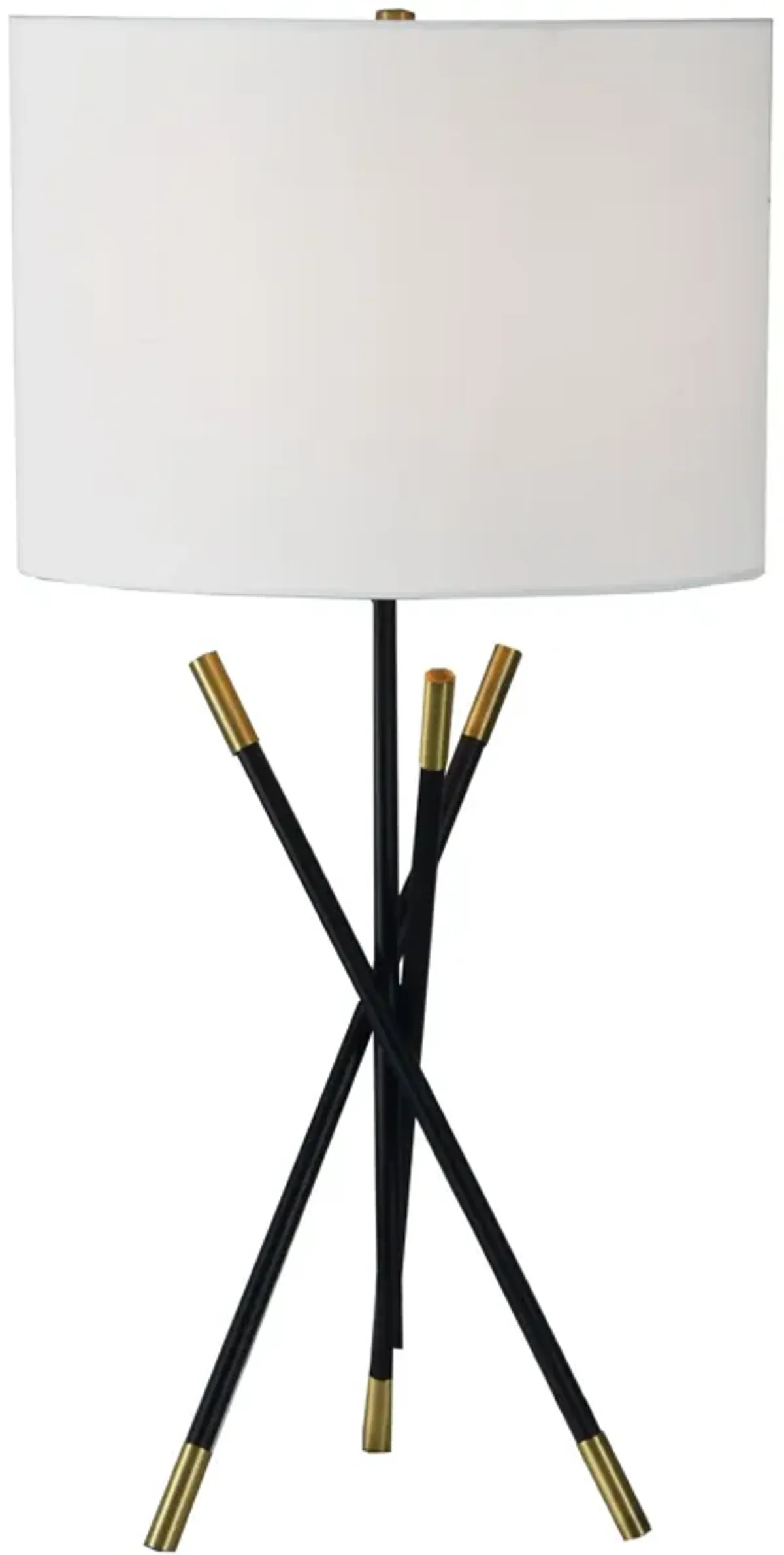 27" Black Criss Crossed Table Lamp with White Drum Shade