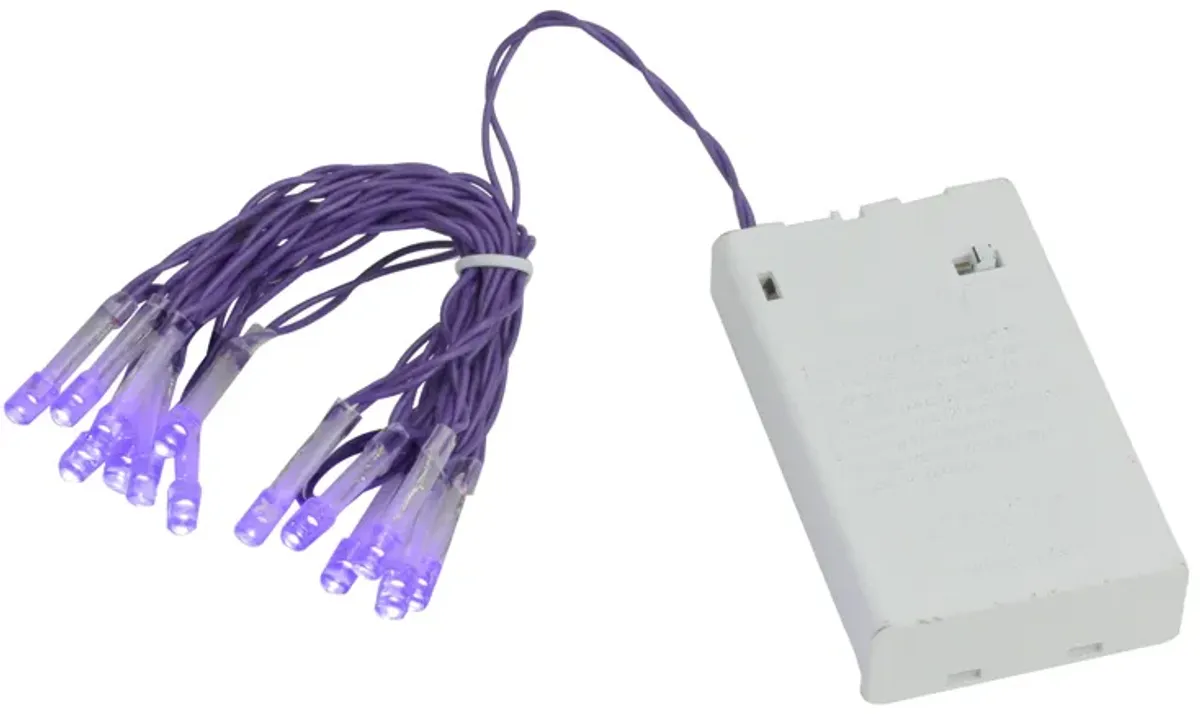 15-Count Battery Operated Purple LED Micro Christmas Lights - 4.8 ft Purple Wire