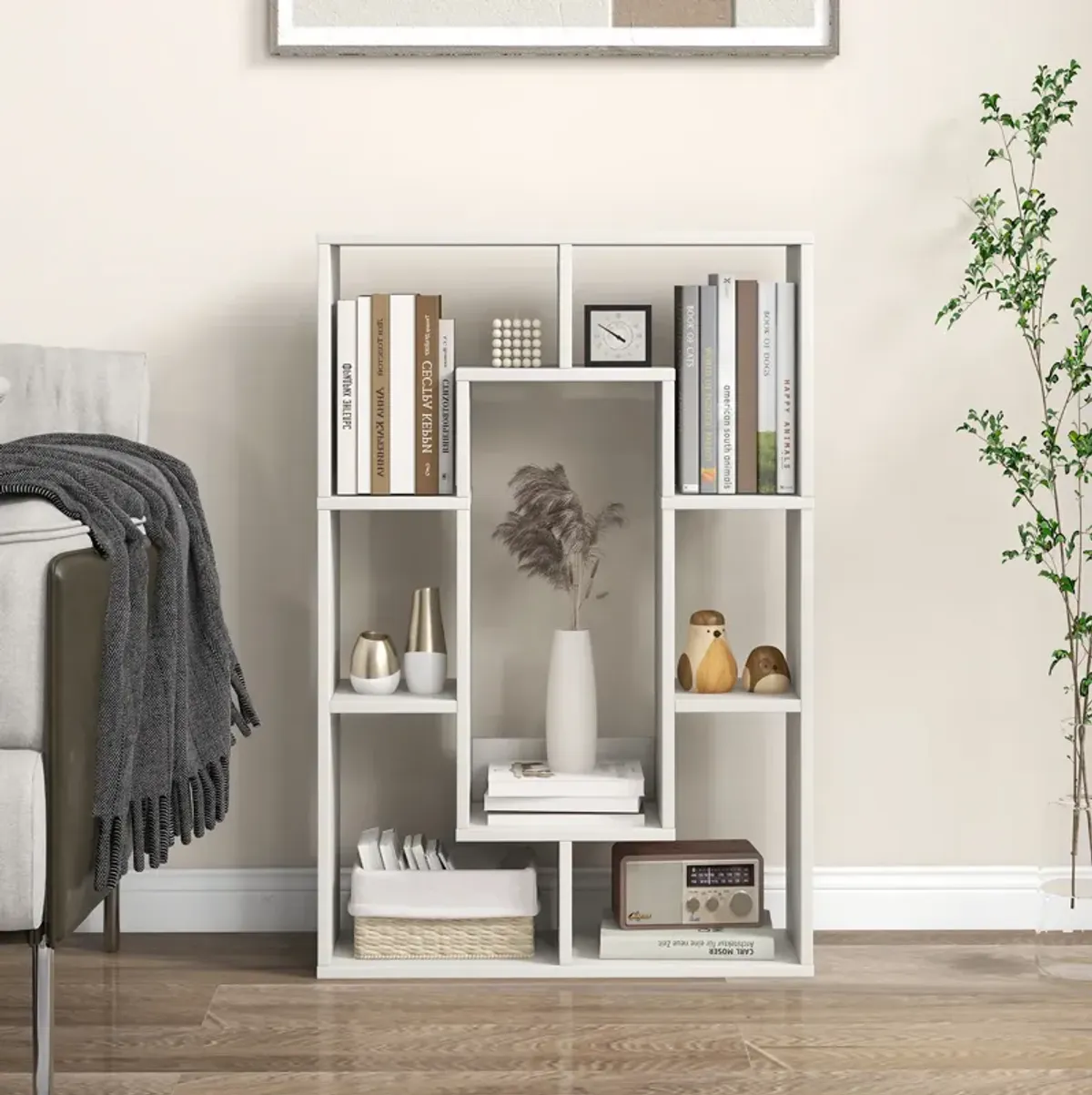 7-Cube Geometric Bookshelf Modern Decorative Open Bookcase