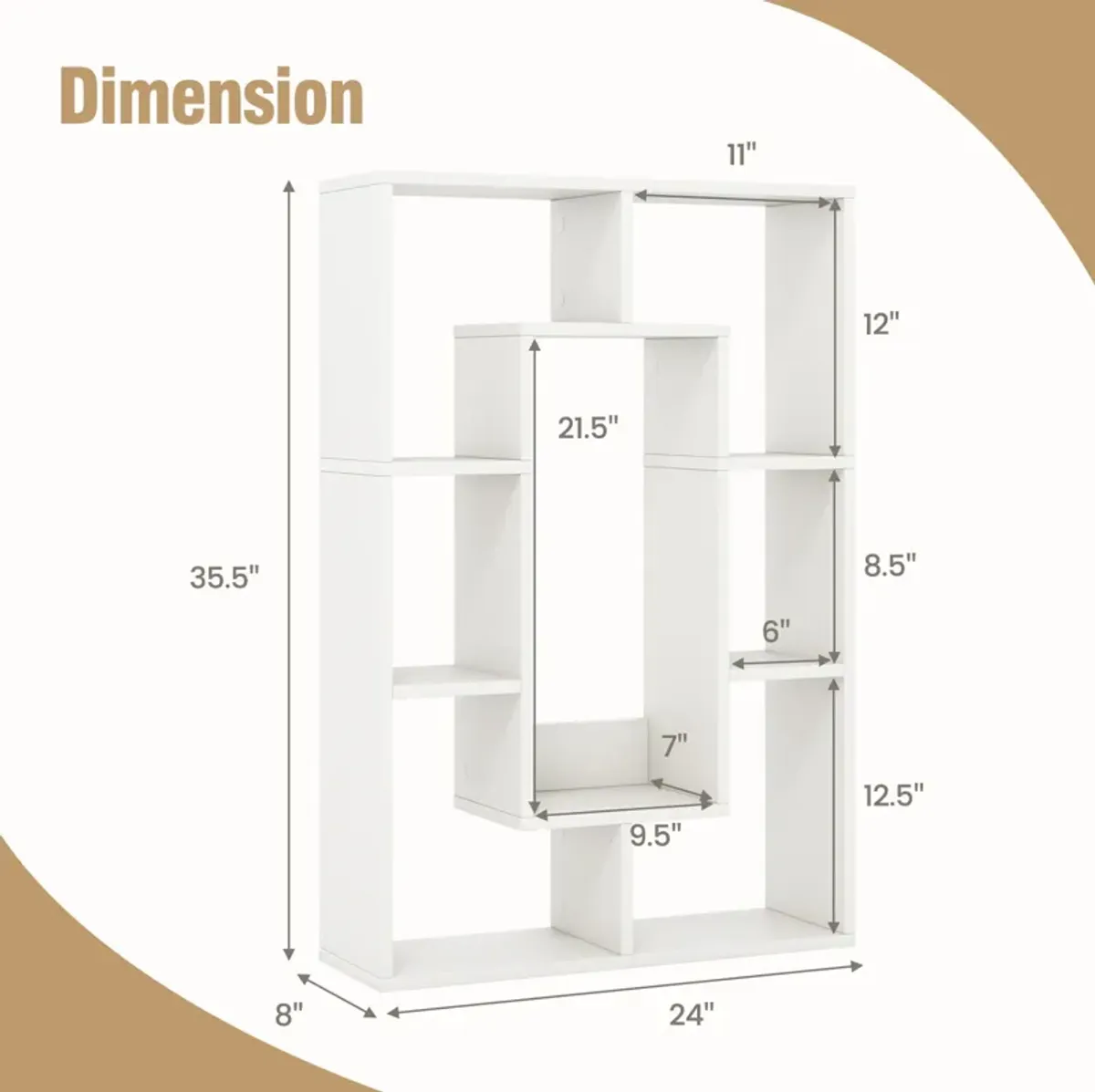 7-Cube Geometric Bookshelf Modern Decorative Open Bookcase