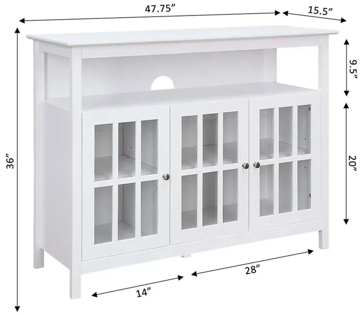 Convenience Concepts Big Sur Deluxe TV Stand with Storage Cabinets and Shelf for TVs up to 55 Inches White