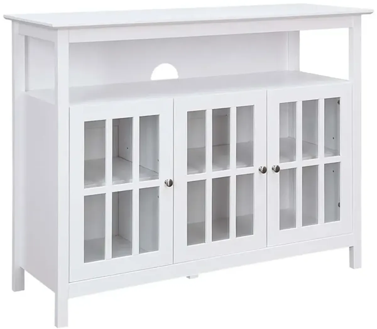 Convenience Concepts Big Sur Deluxe TV Stand with Storage Cabinets and Shelf for TVs up to 55 Inches White