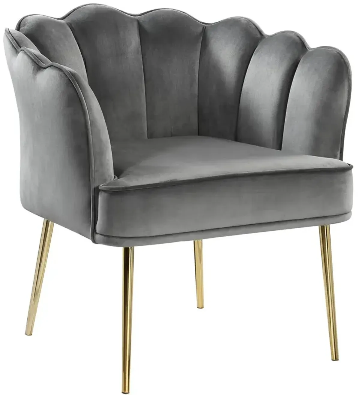 Jackie Gray Velvet Accent Chair with Gold Legs