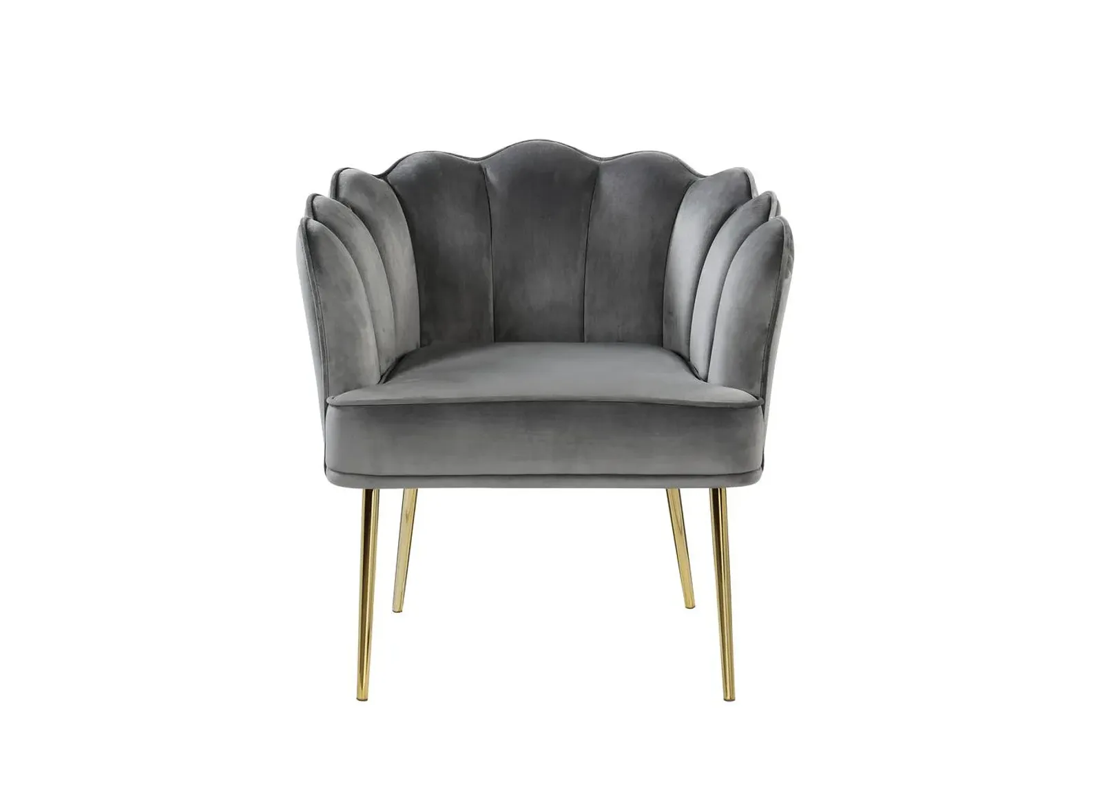 Jackie Gray Velvet Accent Chair with Gold Legs