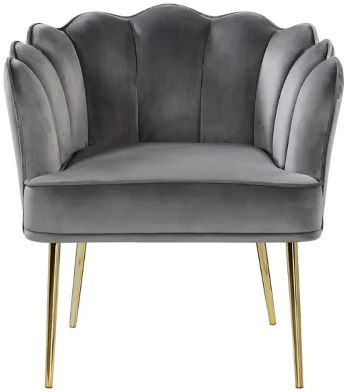 Jackie Gray Velvet Accent Chair with Gold Legs