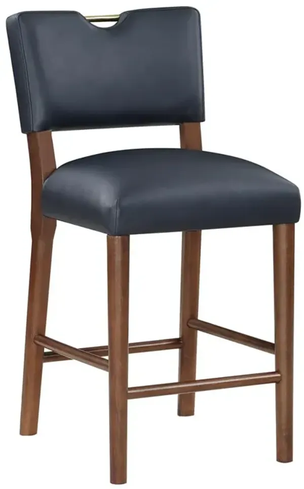 Comfort Pointe Bonito Midnight Blue Faux Leather Wood Counter Height Stool