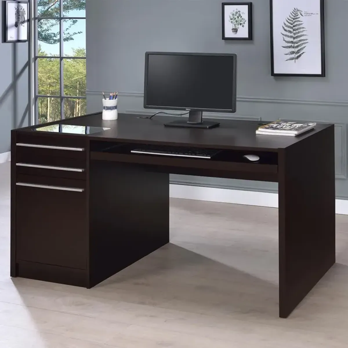 Halston 3-drawer Connect-it Office Desk Cappuccino