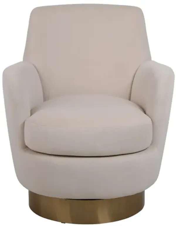 Streamdale Beige Velvet Swivel Accent Chair with Gold Base