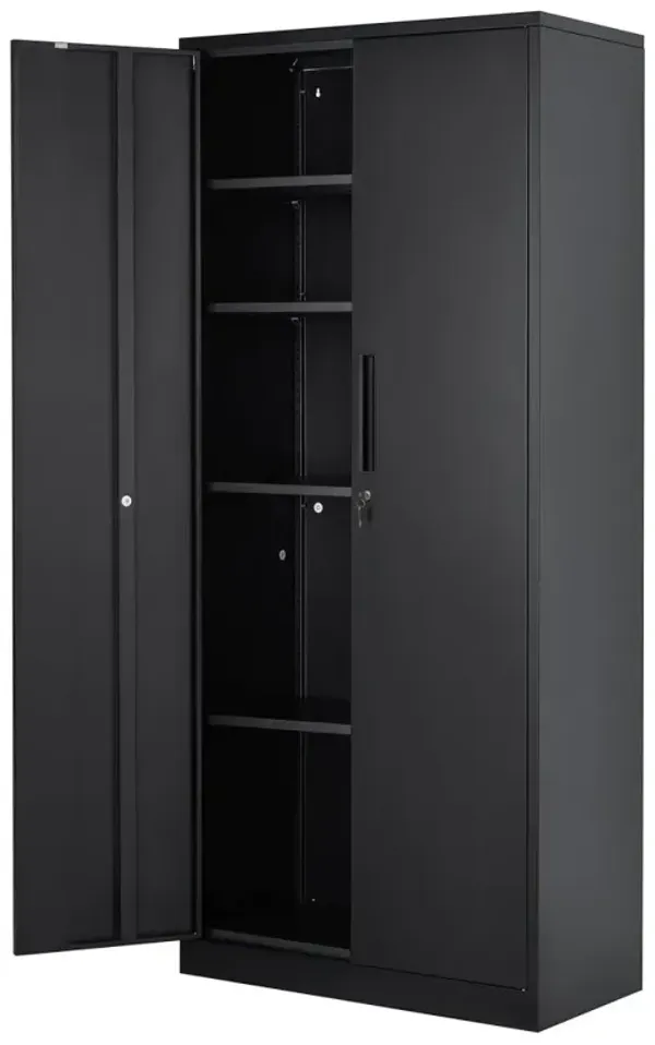 Steel Locking Storage Cabinet with 2 Magnetic Doors and 4 Adjustable Shelves