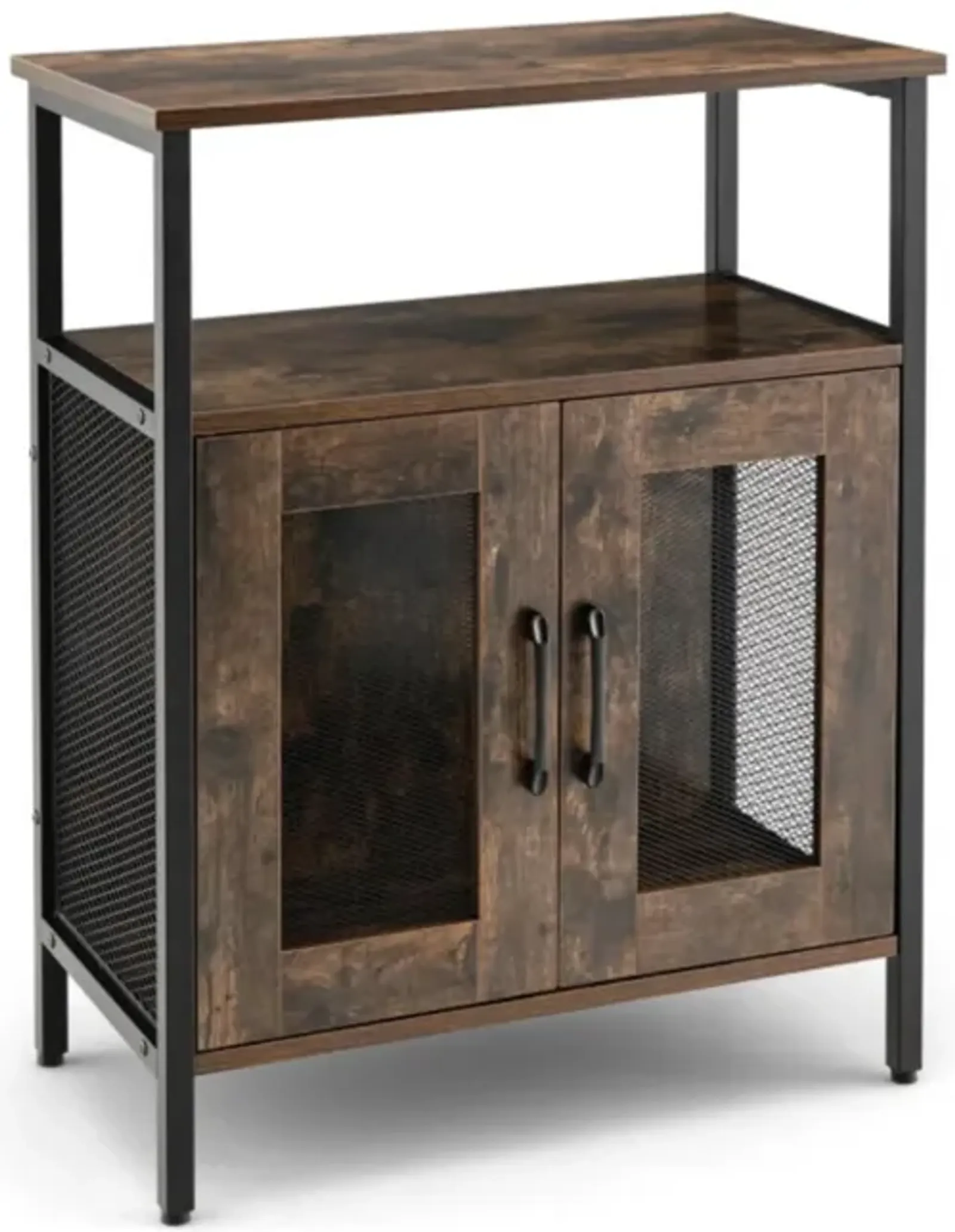 Hivvago Industrial Sideboard Buffet Cabinet with Removable Wine Rack-Rustic Brown