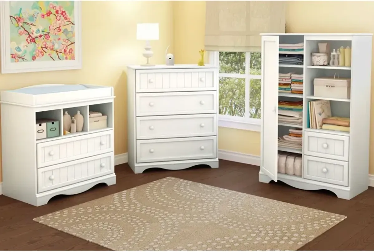 Baby Changing Station in Wood Finish with Dual Drawers