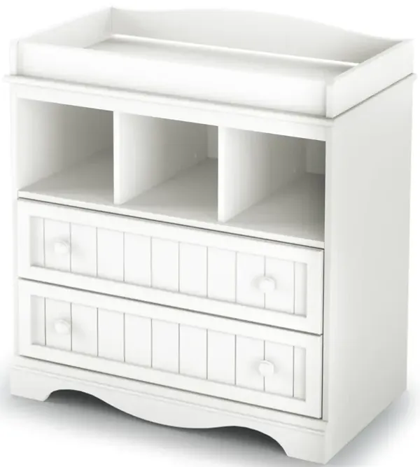 Baby Changing Station in Wood Finish with Dual Drawers