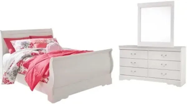 Anarasia Full Sleigh Bed with Dresser and Mirror