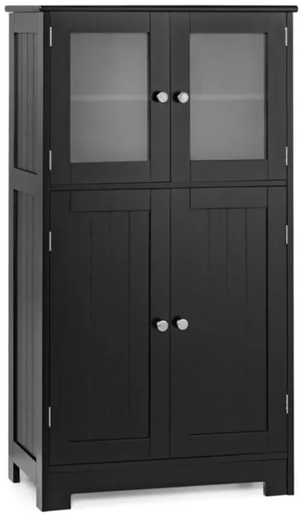 Bathroom Floor Storage Locker Kitchen Cabinet with Doors and Adjustable Shelf