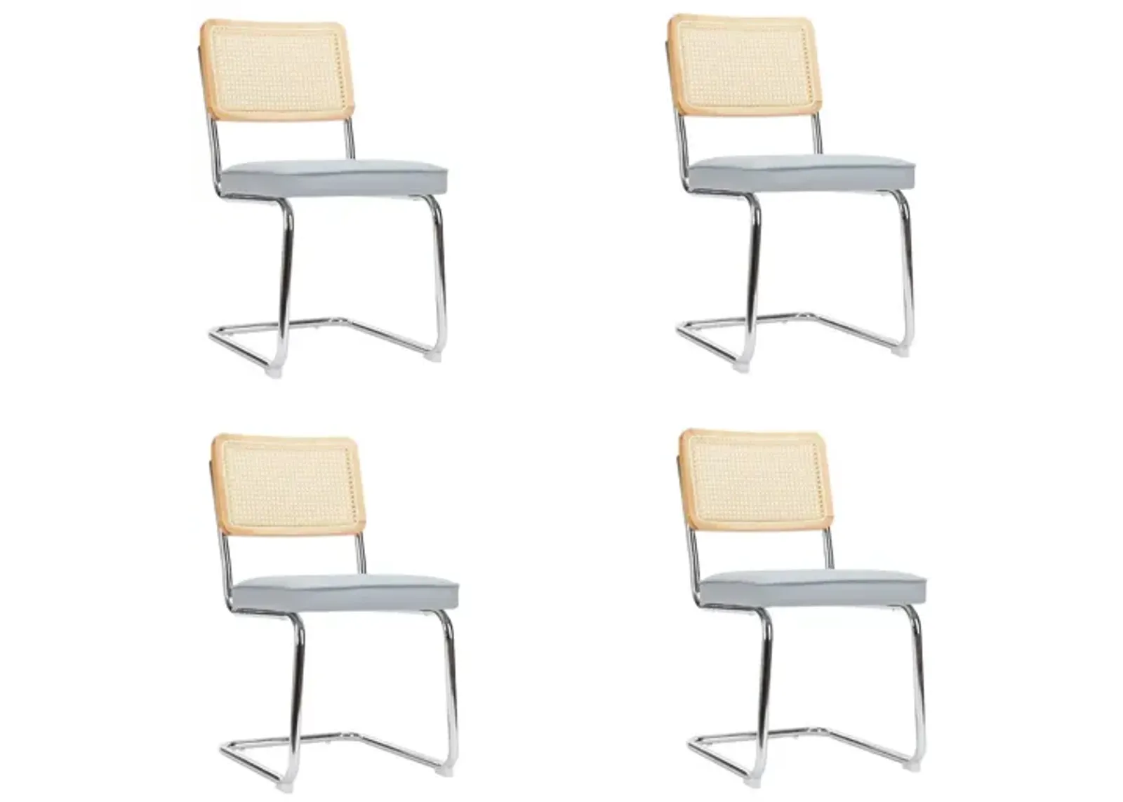 Cesca Chair Armless with Upholstered Seat & Cane Back, Set of 4