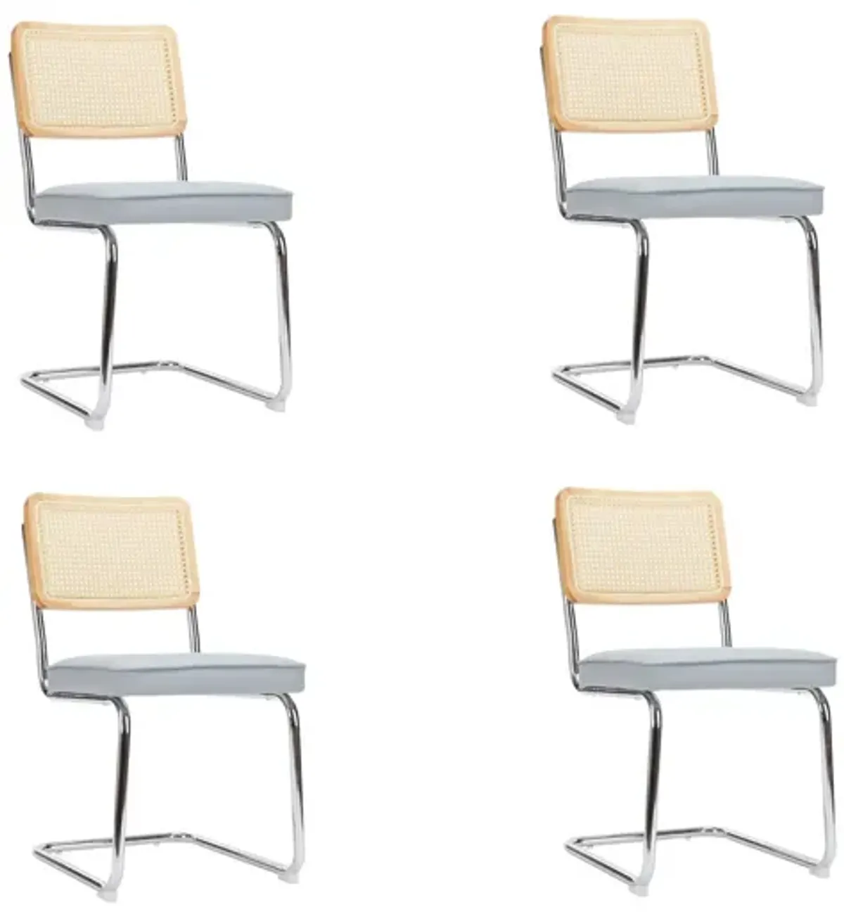 Cesca Chair Armless with Upholstered Seat & Cane Back, Set of 4