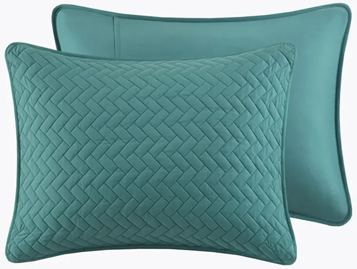 Gracie Mills Ria Solid Oversized Herringbone Quilt Set