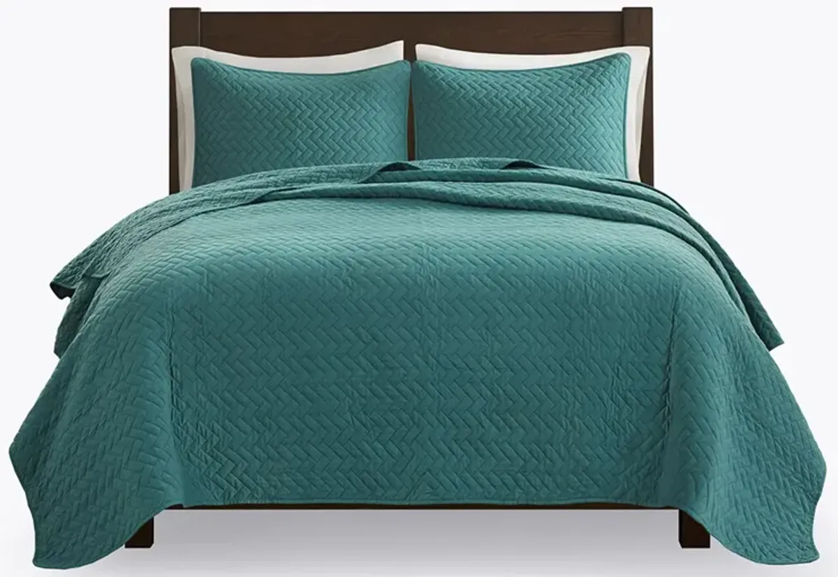 Gracie Mills Ria Solid Oversized Herringbone Quilt Set