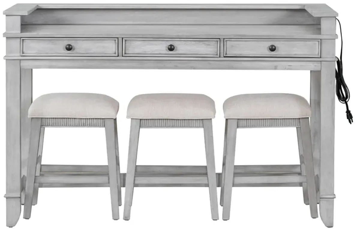 Merax 4-piece Dining Bar Table Set with 3 Stools