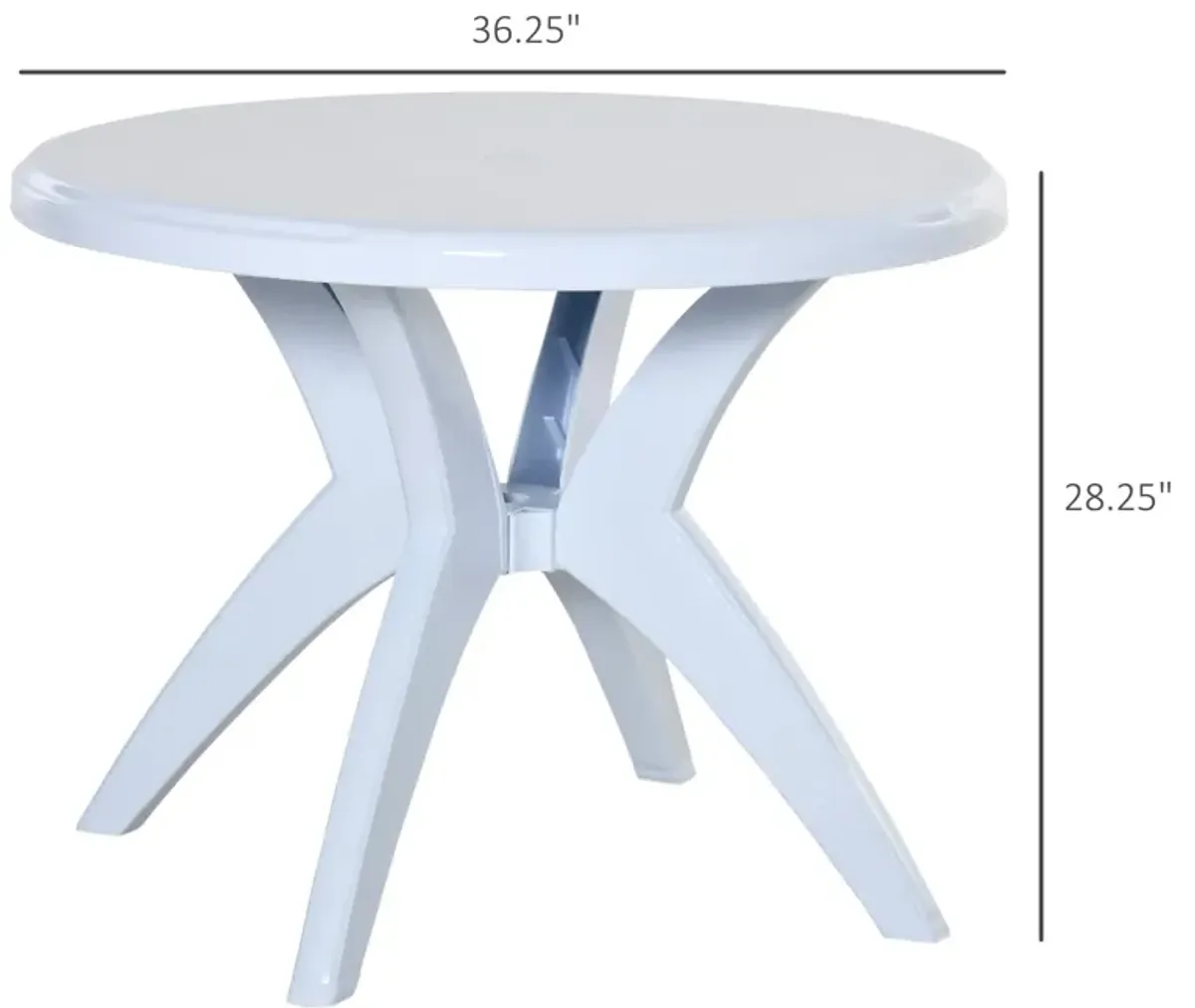 White Patio Table: Round Aluminum Outdoor Bistro Table with Umbrella Hole