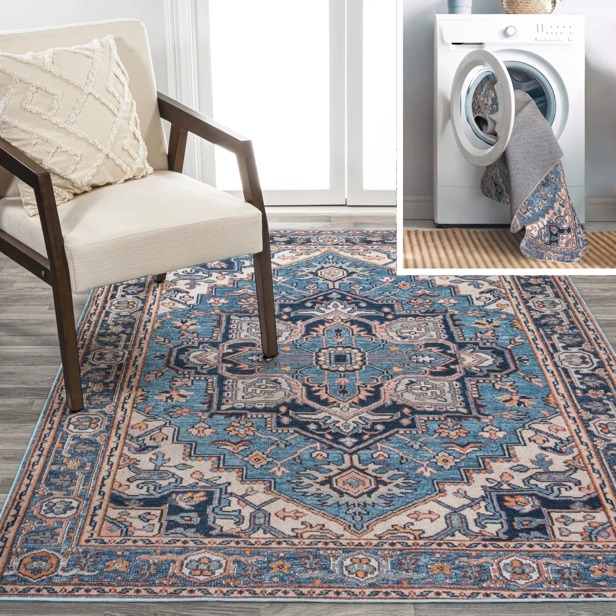 Cirali Ornate Large Medallion Machine-Washable Area Rug