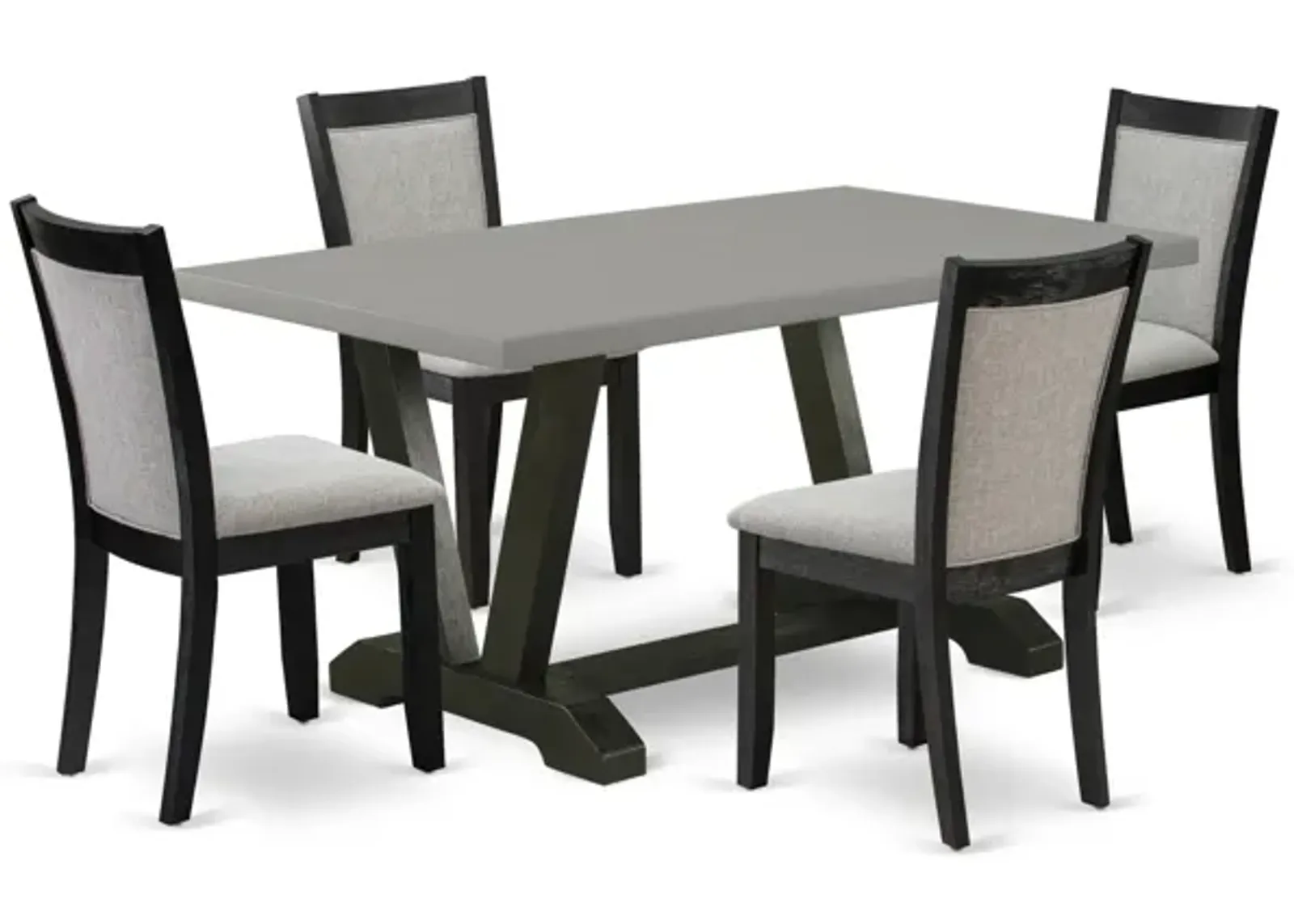 East West Furniture V696MZ606-5 5Pc Dining Room Set - Rectangular Table and 4 Parson Chairs - Multi-Color Color