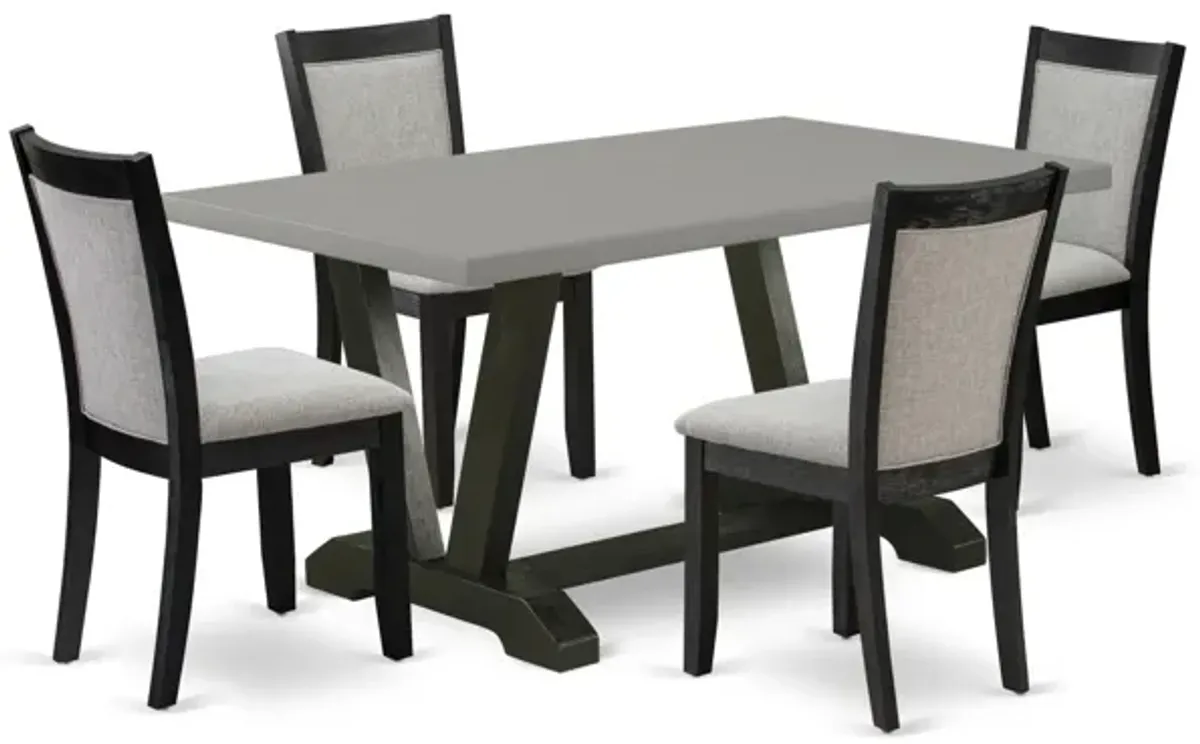 East West Furniture V696MZ606-5 5Pc Dining Room Set - Rectangular Table and 4 Parson Chairs - Multi-Color Color