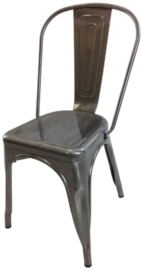 Dining Accent Chair Set of 4, Bronze Metal Body, Industrial Style