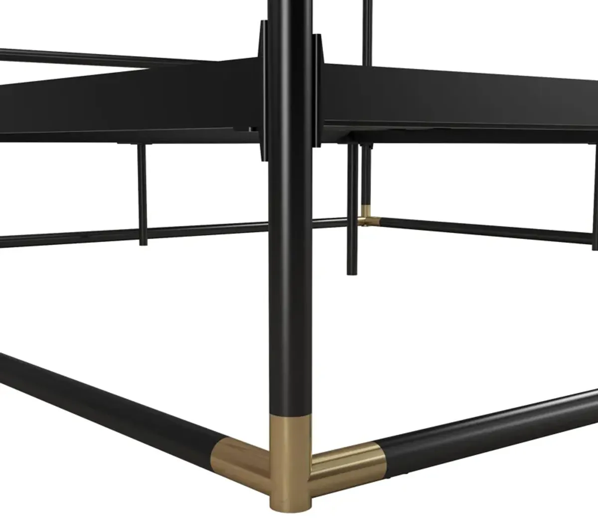 Celeste Canopy Metal Bed, King, Black & Gold