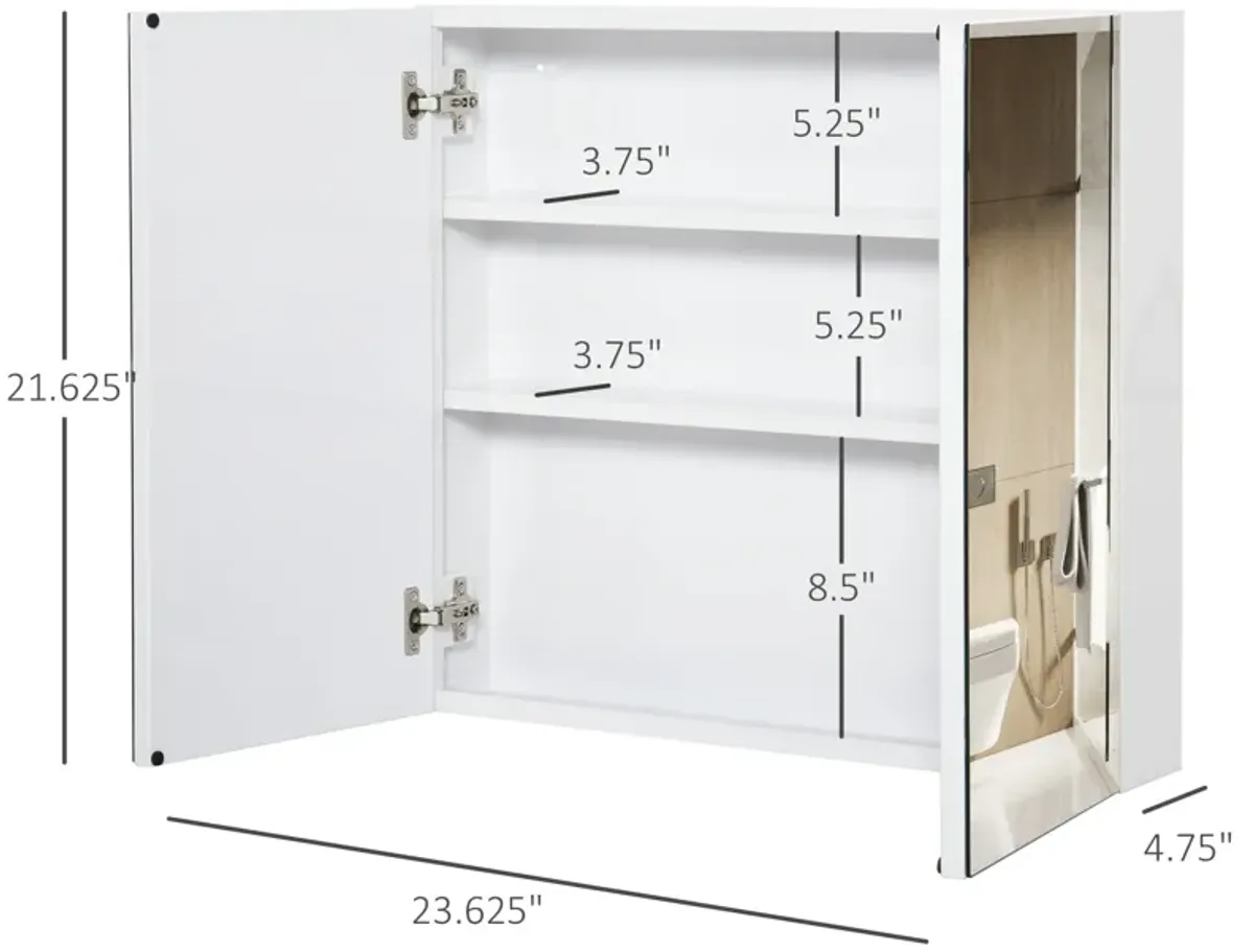 White Mirrored Organizer: 24x22 Wall-Mounted Double Door Cabinet